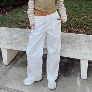 Princess Polly Luna Mid Rise Cargo Pant Off White